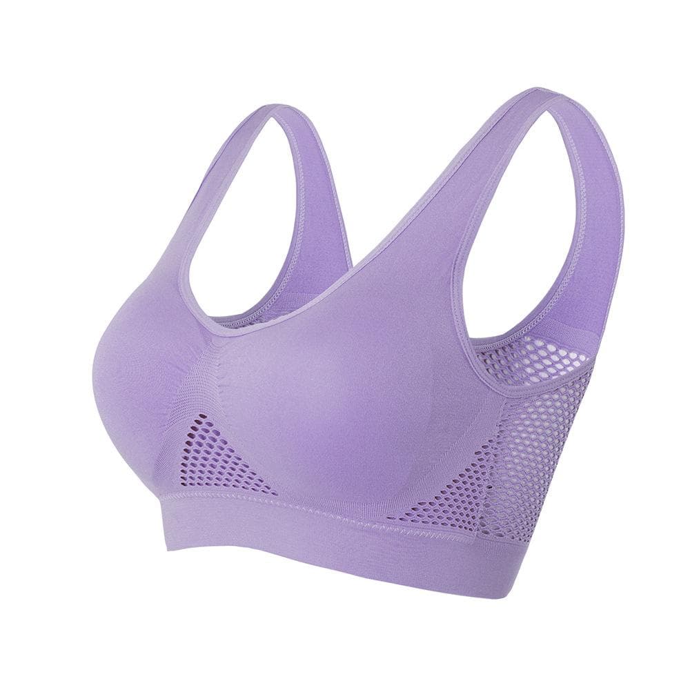 Plus size S-6XL Women Yoga Sport Bra Breathable Fitness Running Active Vest Padded Crop Tops Underwear gym Yoga top bras 4XL purple