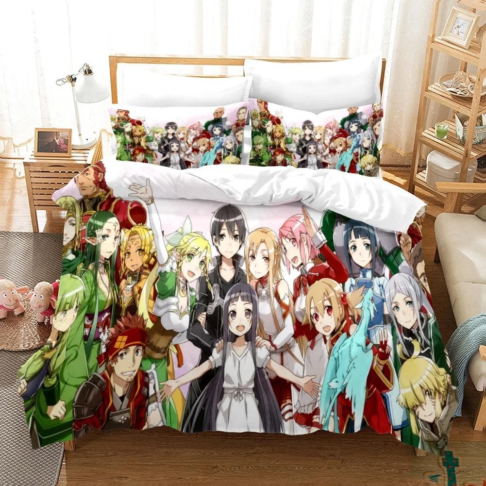 High Quality 3D Digital Printed Sword Art Online Pattern Duvet Cover with Pillow Cover Bedding Set Anime Bed Set Bedroom Deocr 70x133cm 2pcs