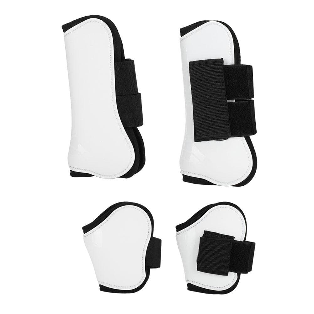 4PCS White PU Shell Horse Front Back Leg Guard Boot Wrap Protector Riding Equipment During Jumping