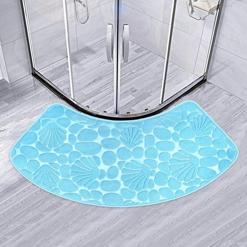 Luxury Curved Bath Rug,Non Slip Soft Absorbent Fanned Shower Mats Washable Bathroom Rug Corner Bath Tub Floor Carpet for Shower 430MMx980MM