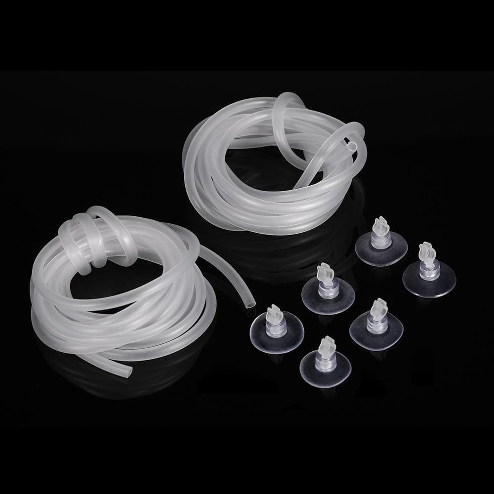 2pcs 2.5m 4mm Aquarium Oxygen Pipe Soft Hoses + 2pcs Stop Valve + 6pcs Suction Cups + 2pcs Air