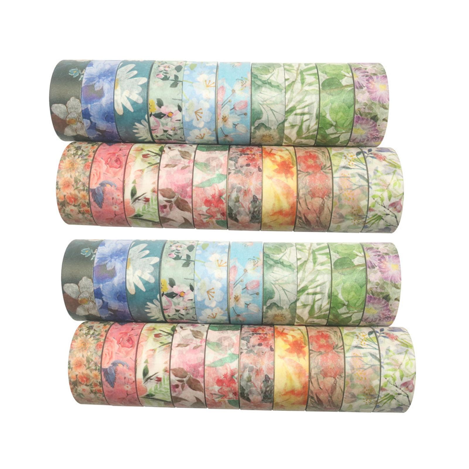 40 Rolls Washi Tape Set Floral Flower Leaves Plant Decorative Washi Masking Tapes 15mm Wide 40 Rolls