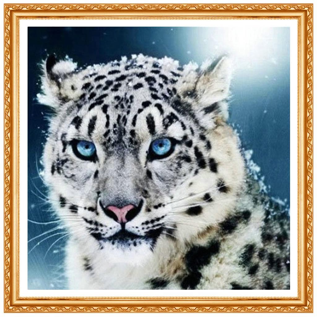 Snow Leopards 5D Diamond Painting Cross Stitch Crystal round Sets Unfinish Decor Diamond Embroidery 20X30CM