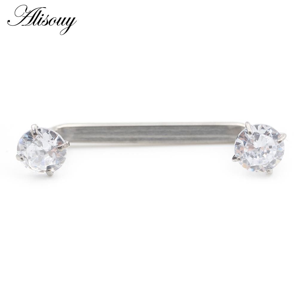 Alisouy 1PC Titanium Heart Star Zircon Threaded Surface Bar Barbell Micro Dermal Anchor Retainers Hide In Skin Piercing Jewelry 1.6x14x4x4mm