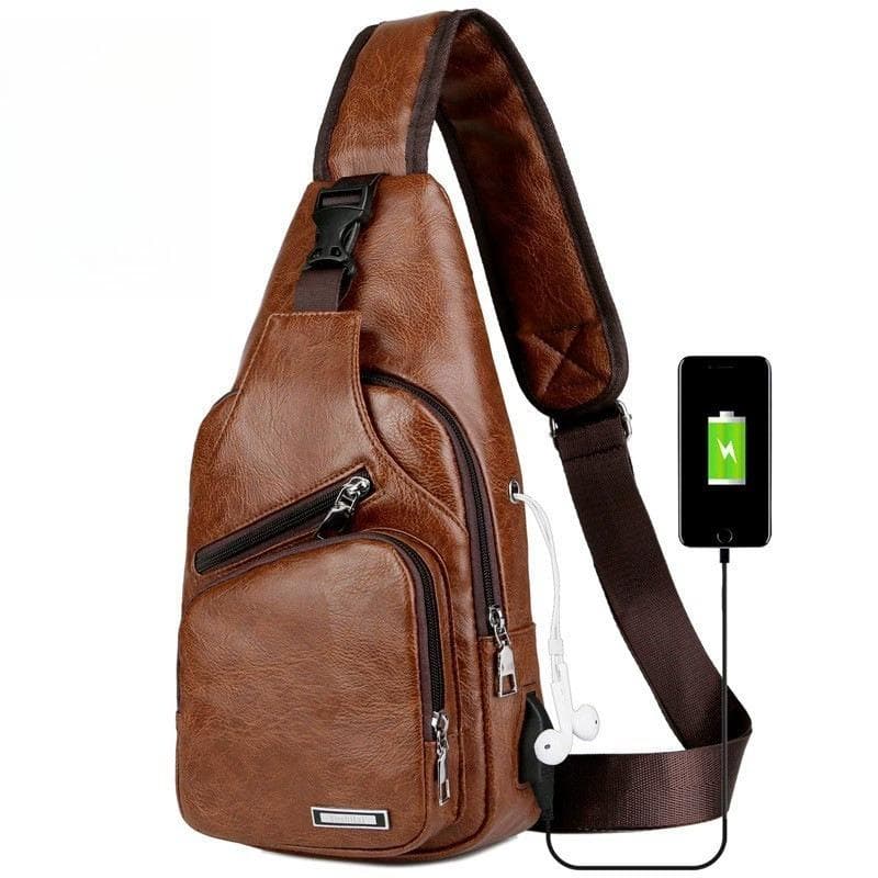 Oblique span men's bag pu breast bag simple men's u casual trend shoulder bag men's
