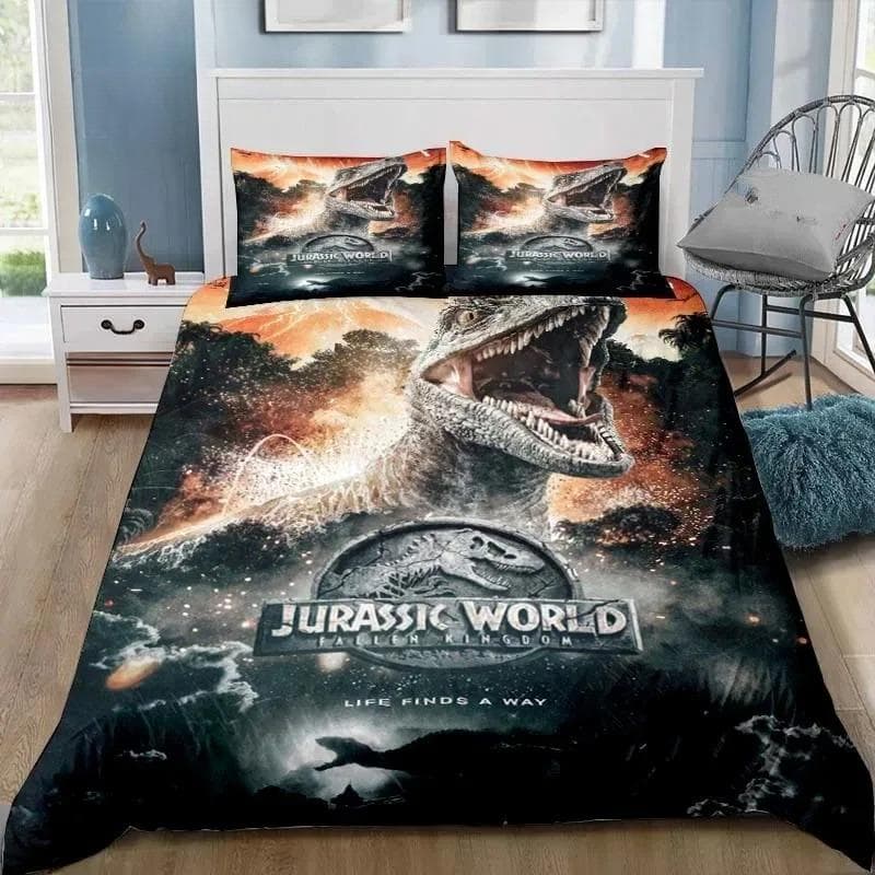 Dinosaur Jurassic Park 3D Print Bedding Set Single Twin Full Queen King Size Bed Set Adult Kid Bedroom Bedding Gift 135X200cm-2pcs