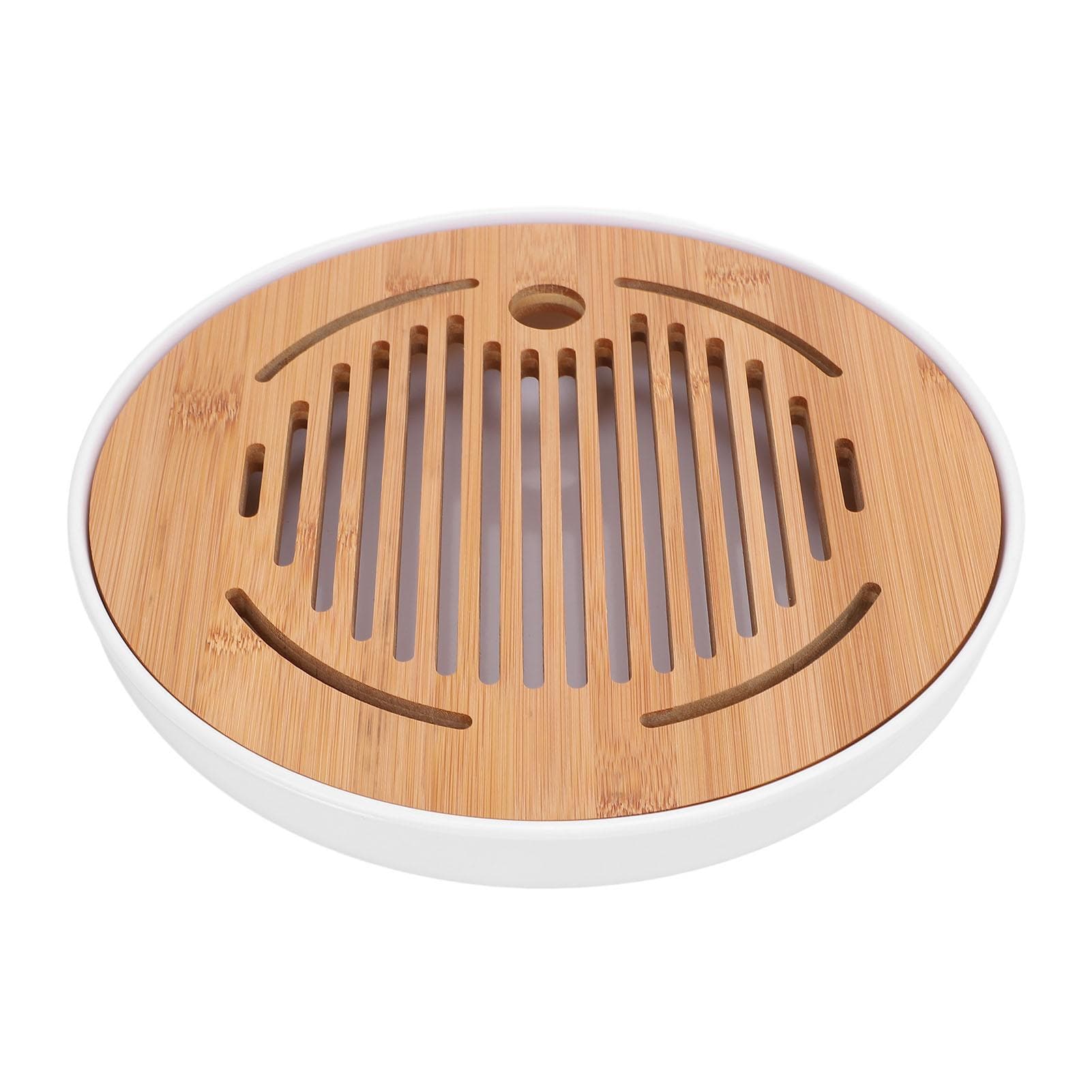 Tea Tray 10 Inch Round Shape Modern Stylish Chinese Kung Fu Tea Serving Tray for Home and Office
