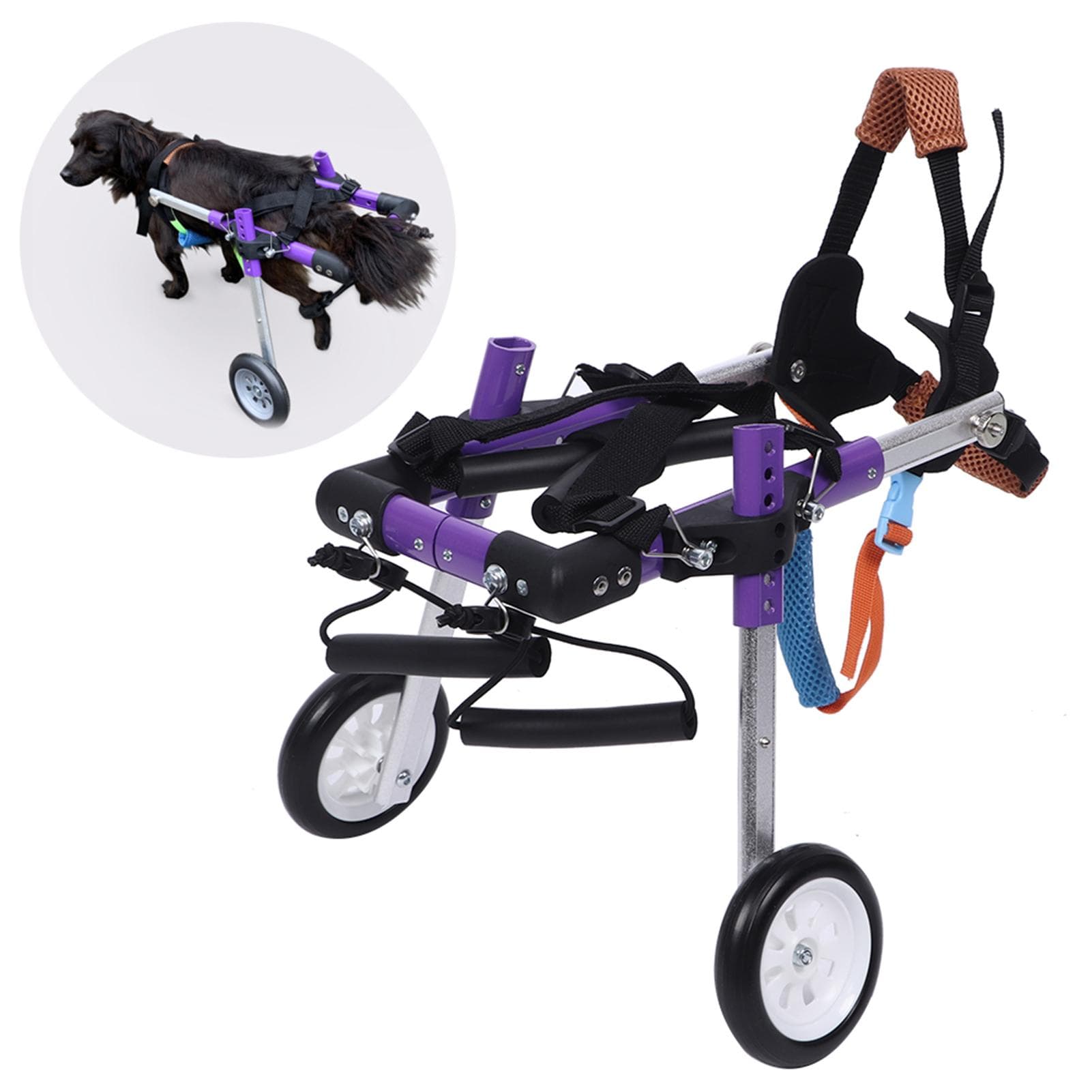 Aluminium Alloy Purple Double Wheel Pet Wheelchair Disabled Dog Assisted Walk Car Hind Leg purple