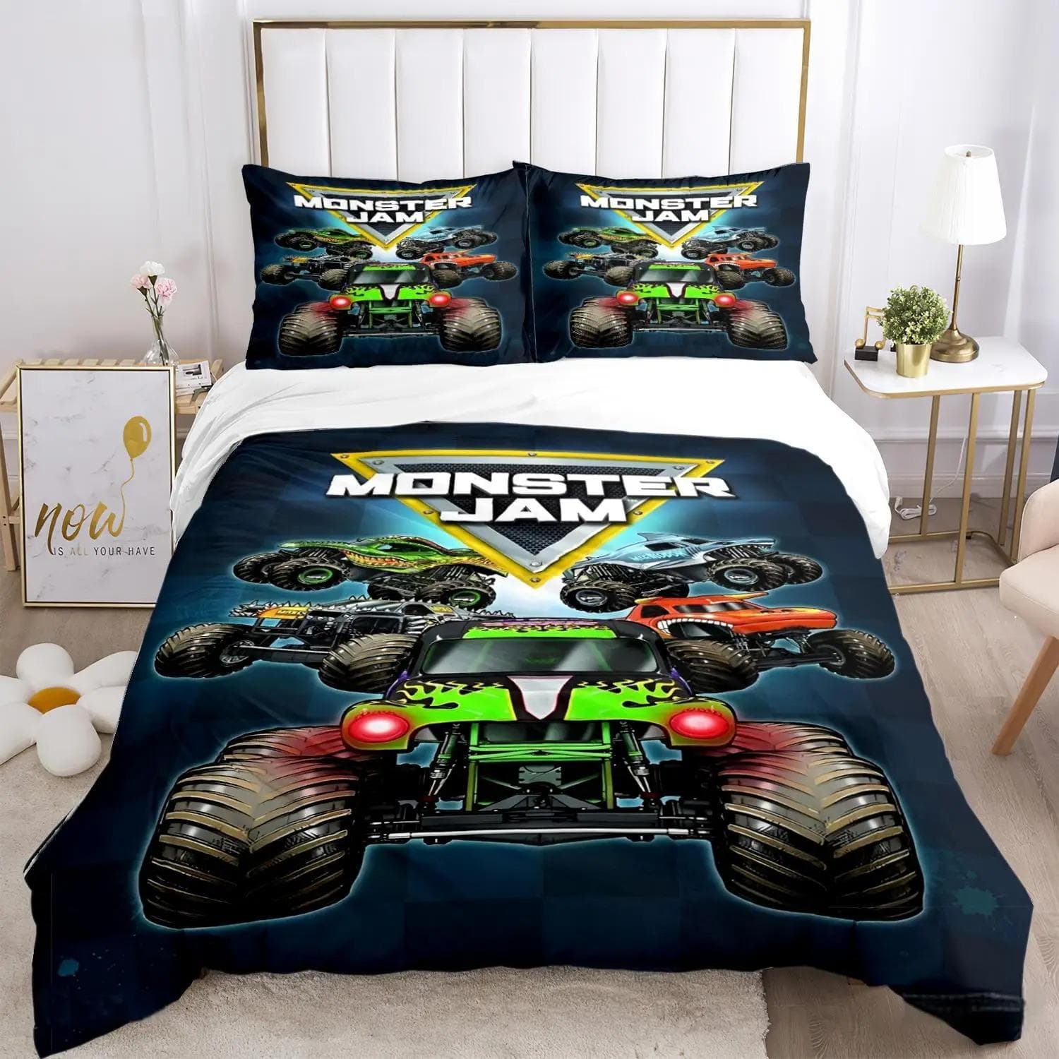 Cartoon Monster Truck All Season Duvet Cover Comforter Bedding sets Soft Quilt Cover and Pillowcases SingleDoubleQueenKing 70x133cm 2pcs