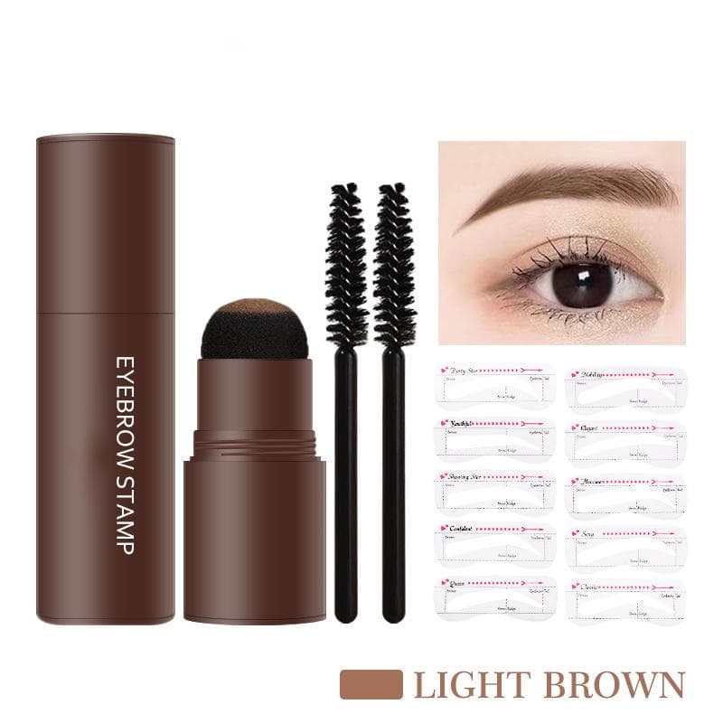 New Brow Set Perfect Eyebrow Stamp Stencil Kit Eye Brow Stencil Stamp Kit Waterproof Long Lasting Eyebrow Enhancers Brow Shape Stamp 01#Light brown