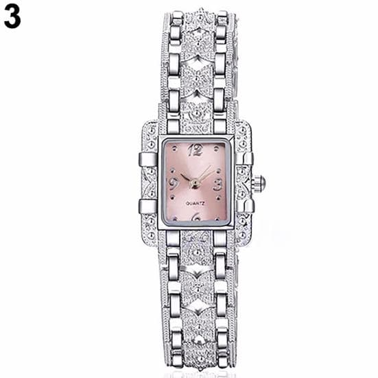 Lady Slim Watch Band Bracelet Quartz Rectangle Case Watch pink