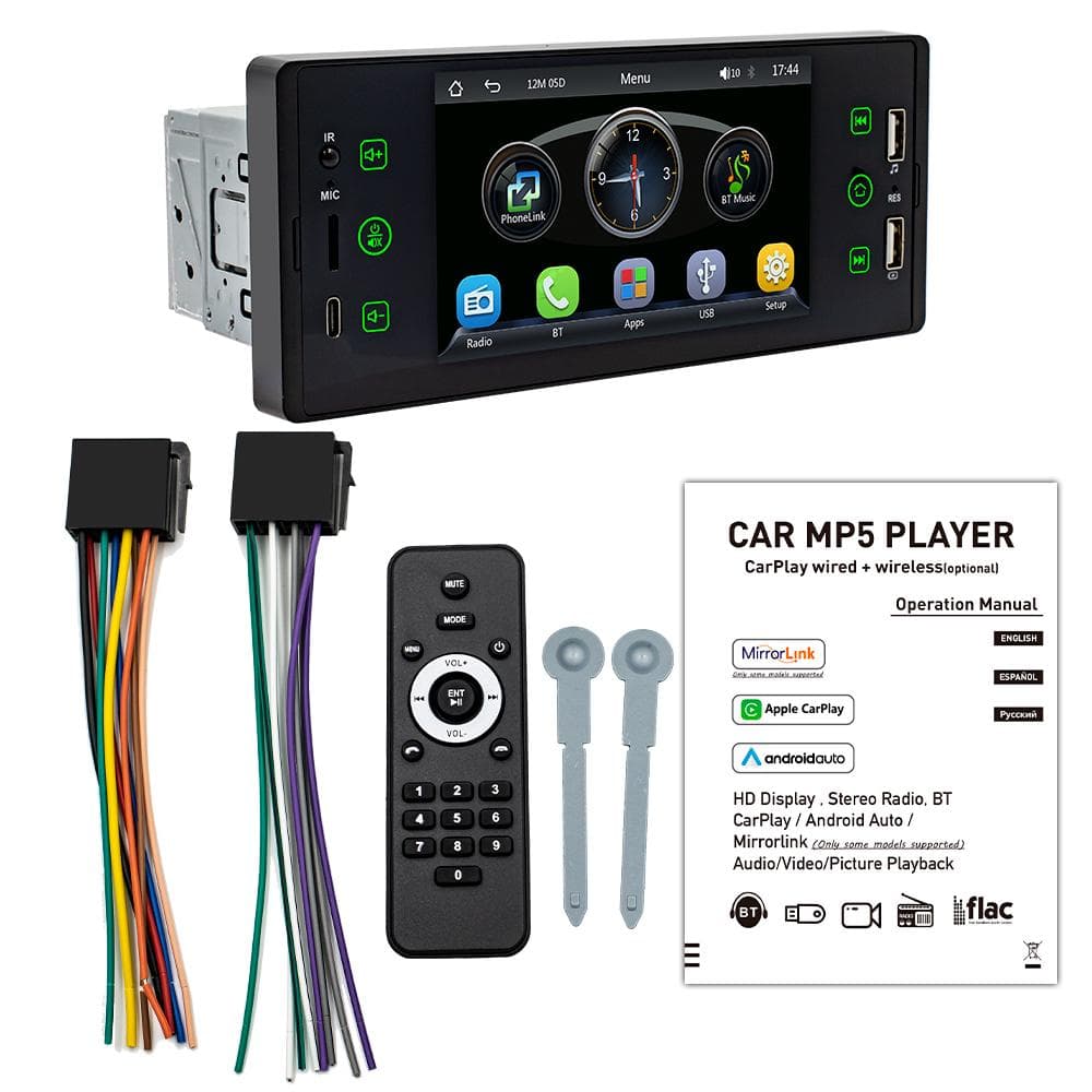 Portable 5in Multi-language Car MP5 Player Auto Multifunctional Car o and Video Player Auto F150W wireless carplay black