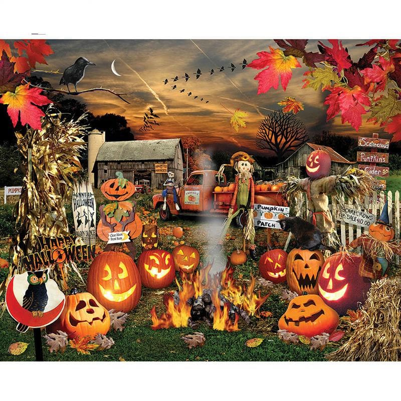 5D DIY Diamond Painting Halloween Pumpkin Embroidery Mosaic Cross Stitch Rhinestone Decoration 20X30CM