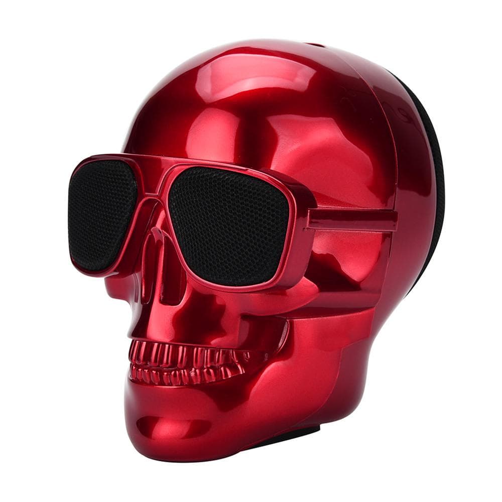 Plating Skull Portable Wireless Bluetooth Speaker Mini Subwoofer Stereo with DSP Compatible Phone/PC Outdoor Car Waterproof Audio red