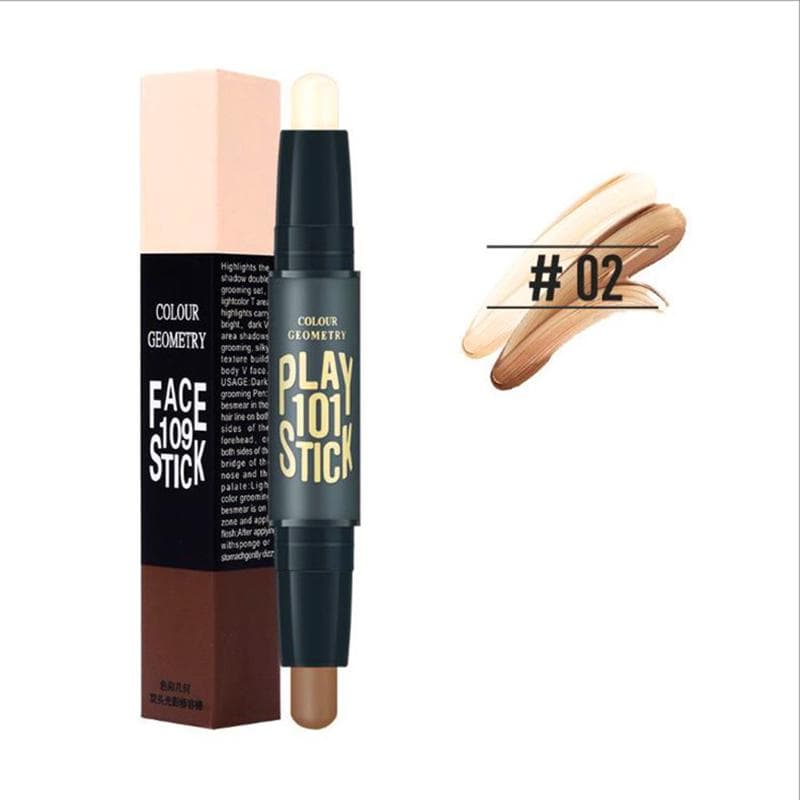 New Double Head Contouring Stick Embellishes and Brightening Face Shadows Highlighter Contouring Pen Nose Shadow Concealer Pen 2 coffee
