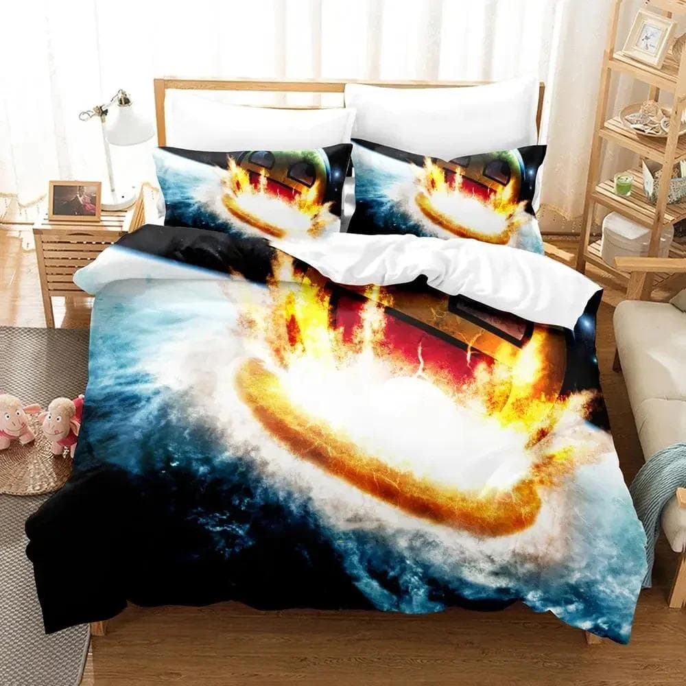 Cartoon Smiley Bedding Set Duvet Cover Bed Set Quilt Cover Pillowcase Comforter king Queen Size Boys Adult Bedding Set US Full 200x230cm