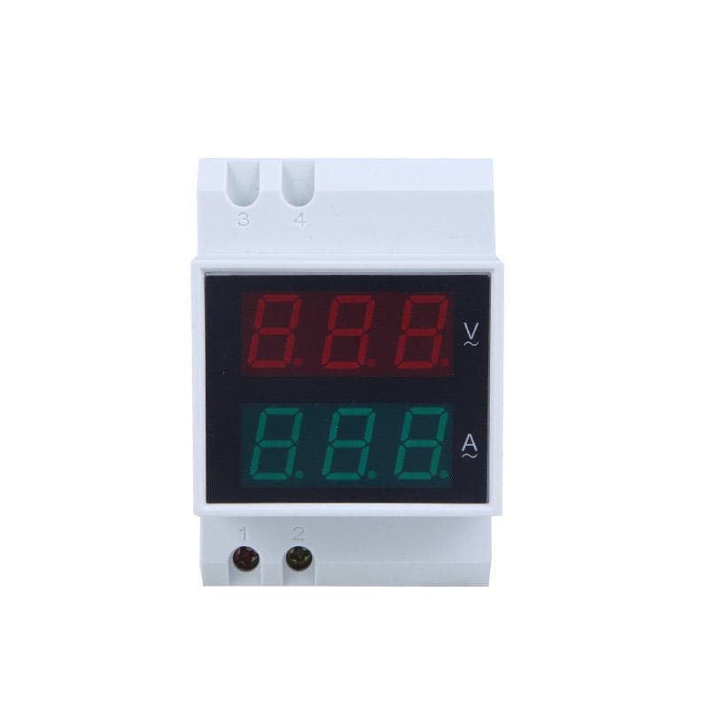 Digital Din-Rail LED Voltage Ammeter Current Meter Voltmeter AC80-300V 0.2-99.9A Dual Display white