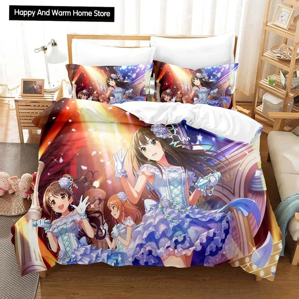 THE iDOLM@STER Cinderella Girls Starlight Stage Bedding Set 3D Printed Anime three-piece set Adult Boys Bedroom Duvet cover Sets EU single(135x200cm)