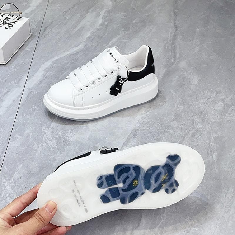Genuine Leather White Shoes Women's Spring New Thick-soled Casual Sports All-match Sneakers Trend 40