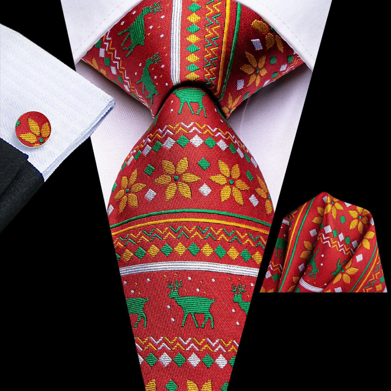 Hi-Tie New Fashion Mens Tie Business Necktie Hanky Cufflinks Tie Set N-3827