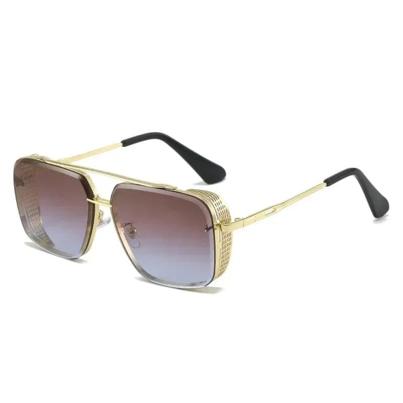 Classic Vintage Sunglasses for Men Women Trendy Pilot Square Metal Frame Steampunk Fishing Driving Sun Glasses As Picture