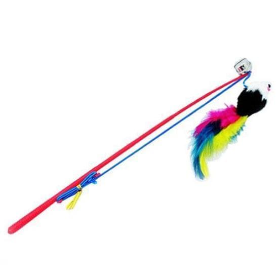 Pet Cat Bell The Dangle Faux Mouse Feather Rod Roped Funny Fun Playing Toys 4Pcs