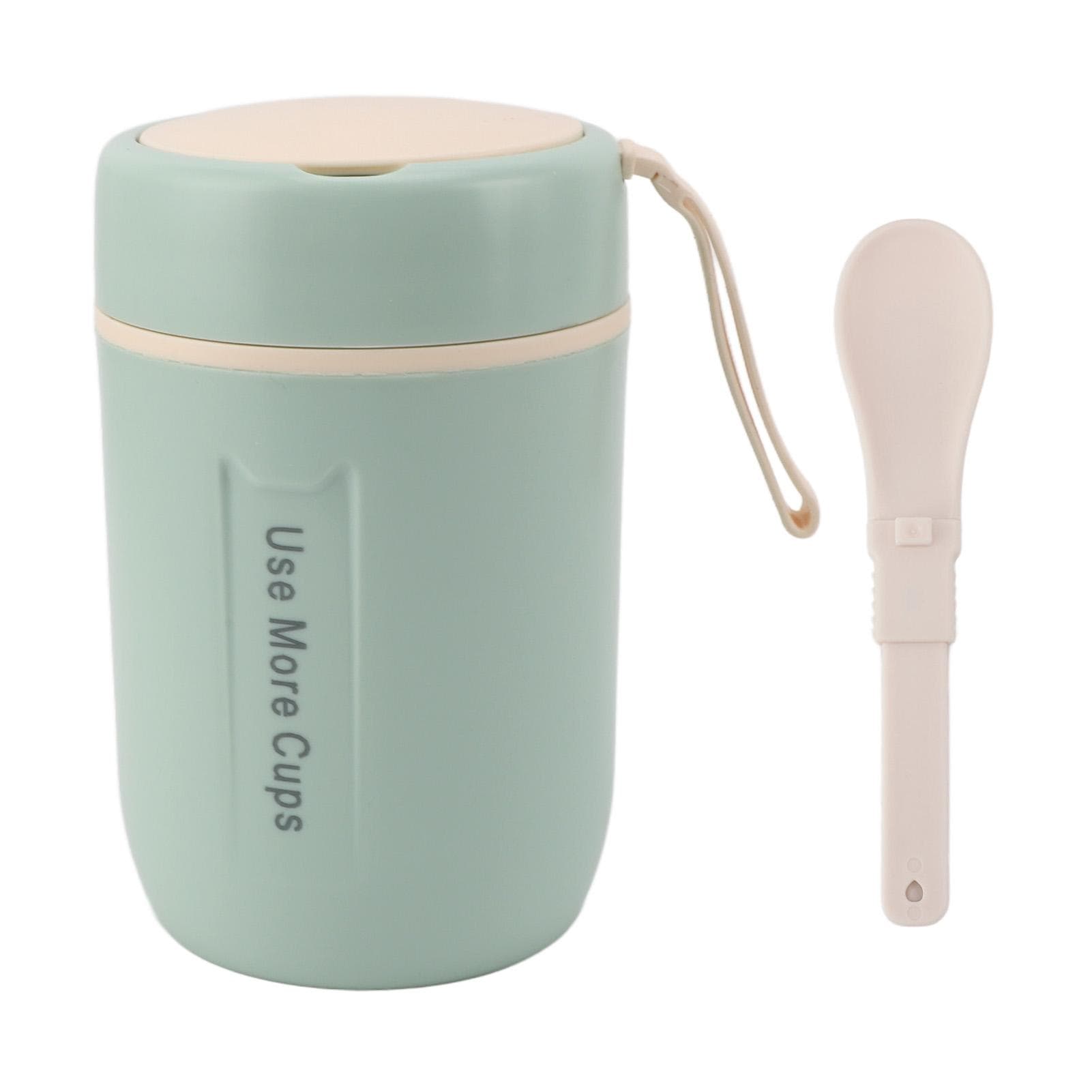 600ml Insulated Food Jar with Safety Cover with Spoon 304 Stainless Steel Leakproof Thermal Soup L green