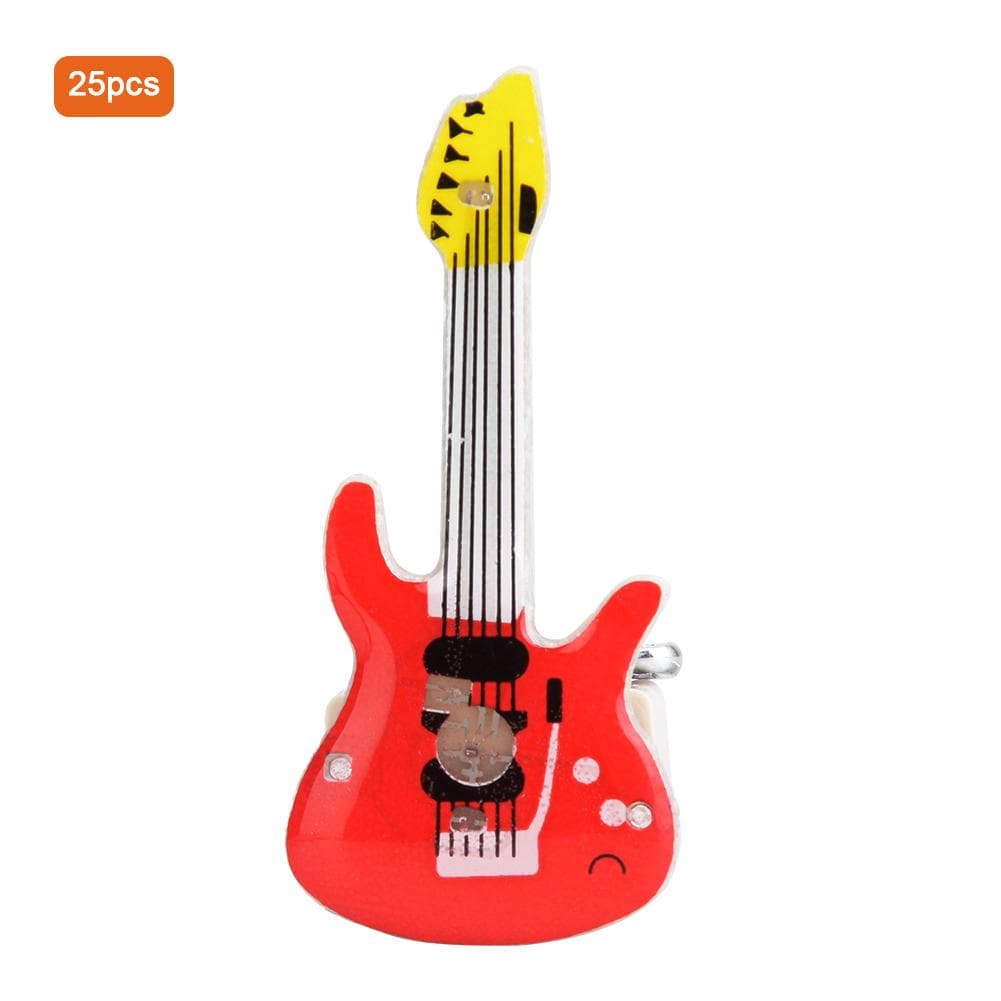 25pcs Guitar Animal LED Luminous Brooch Badge Pin Party Favors Christmas Gift Red Guitar