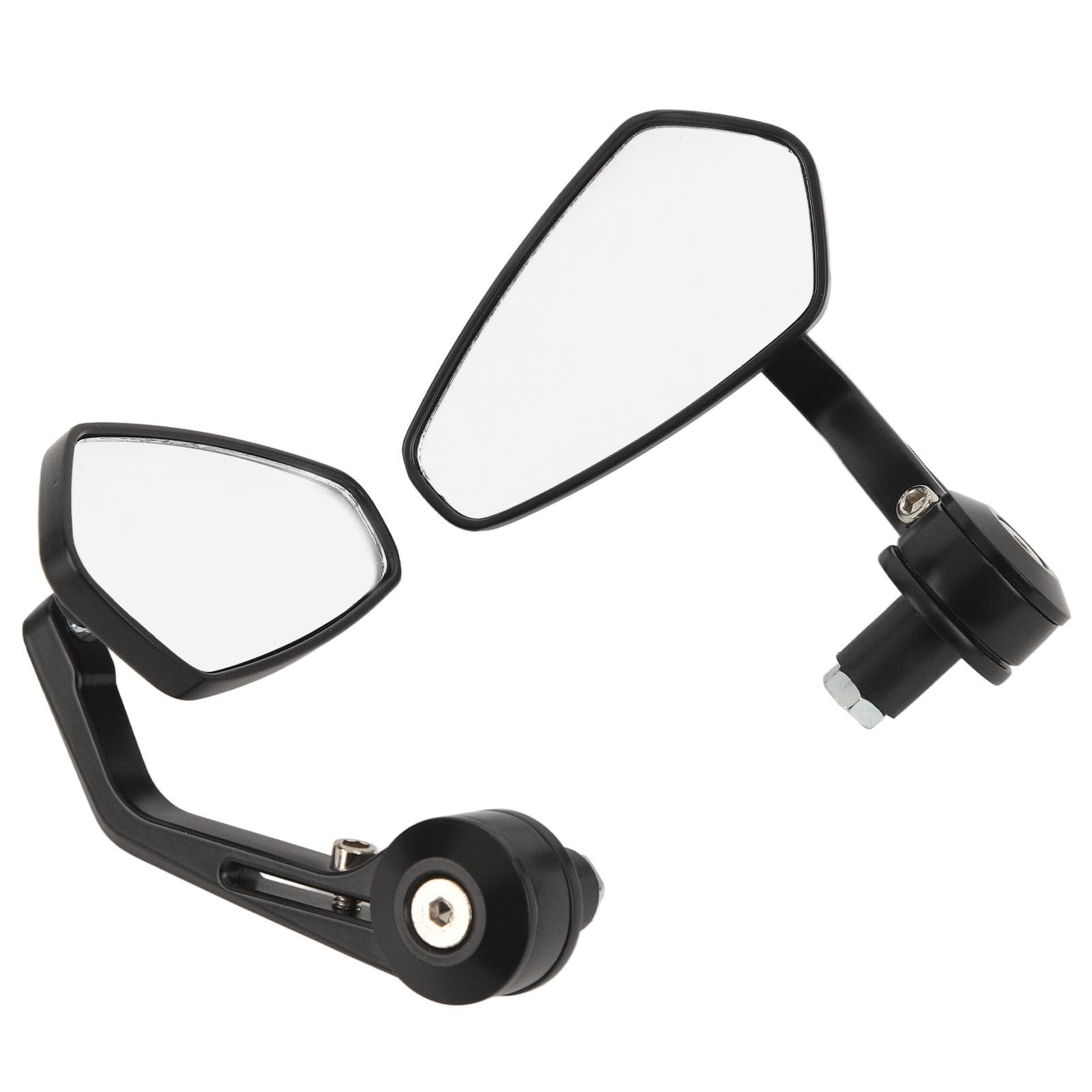 2Pcs Motorcycle Rear View Mirror Black Left And Right Pentagon Shaped Handlebar Side Mirror