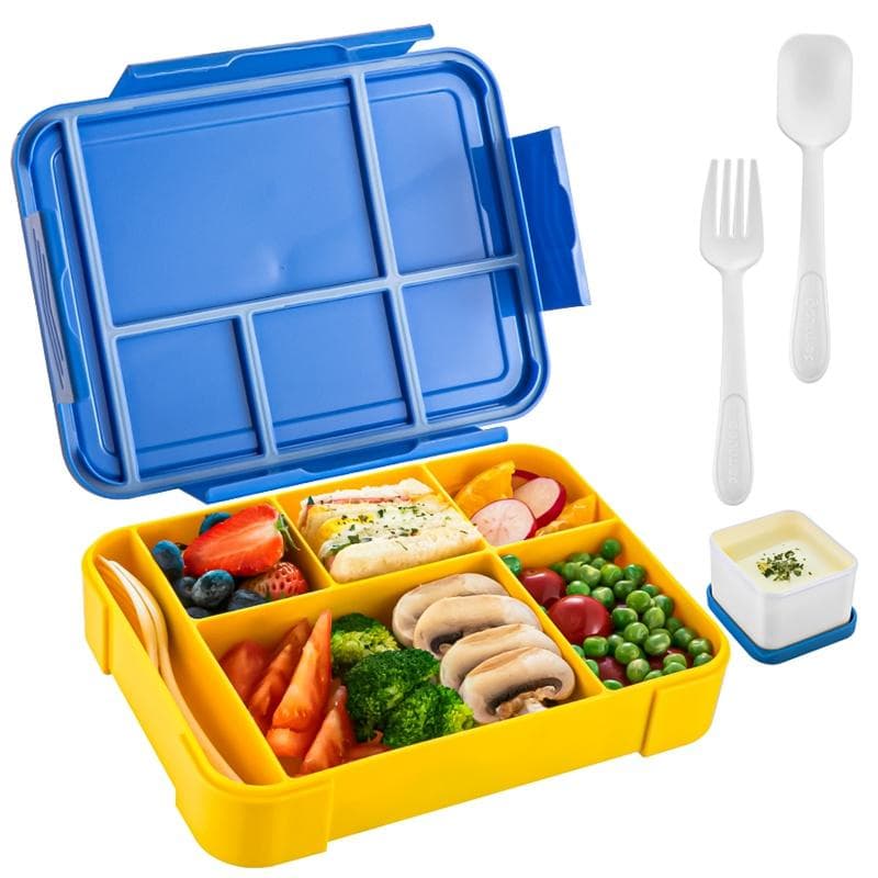 Lunch Boxes for Kids Children Student Sealed In Compartments Fruit Salad Boxes Work Microwave Heating Bento Boxes Kitchen Tools blue
