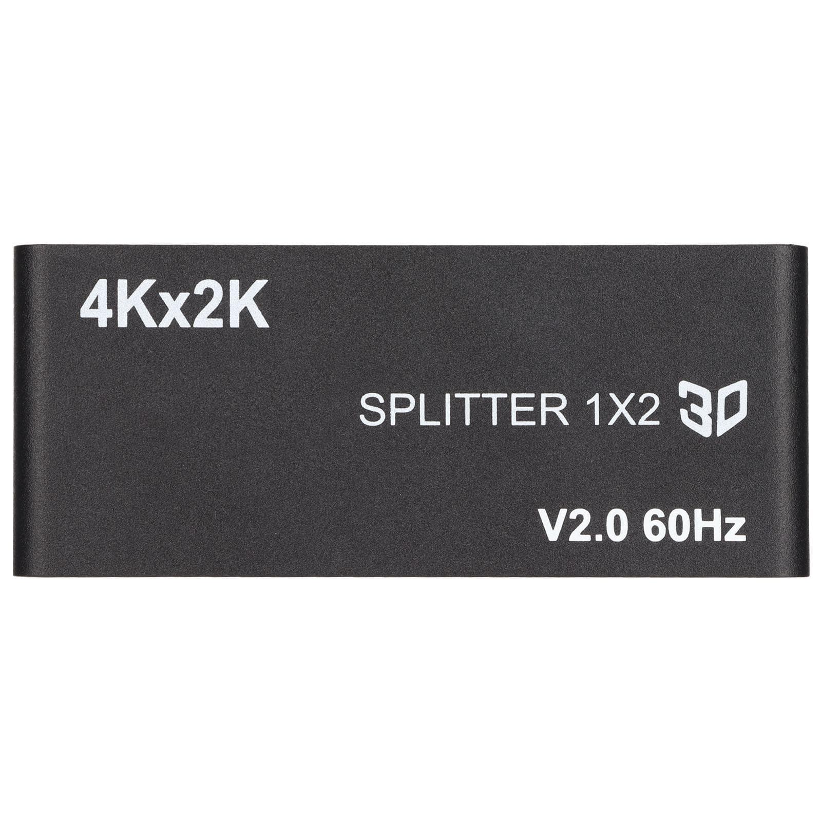 1x2 HD Multimedia Interface Splitter 4K2K 60Hz 60fps 6Gbps Bandwidth Video Adapter with Power EU Plug