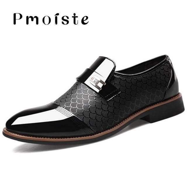 Men's Shoes Leather Embossing Classic Fashion Luxury Men Shoes Wear-resistant Non Slip Mans Footwear Anti-slip Black Shoes 38 black