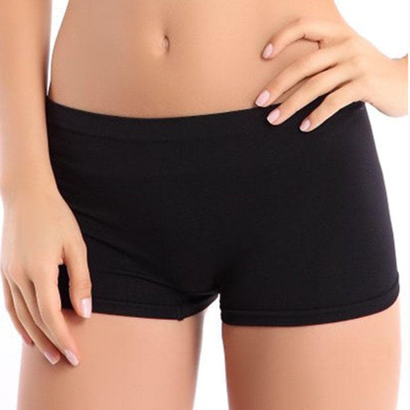 Solid Comfortable Summer Women Shorts Solid Workout Waistband Skinny Shorts one size black