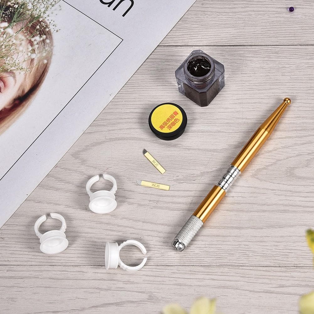 Semi permanent Tattoo Practice Tools Set Microblading Eyebrow Tattoo Ink Needle Ring Cup Pen