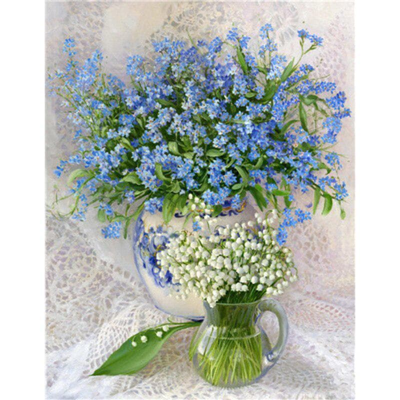 Diamond Painting Flower Vase Purple Lavender Full Round Drill Diamond Embroidery Cross Stitch 20X30CM