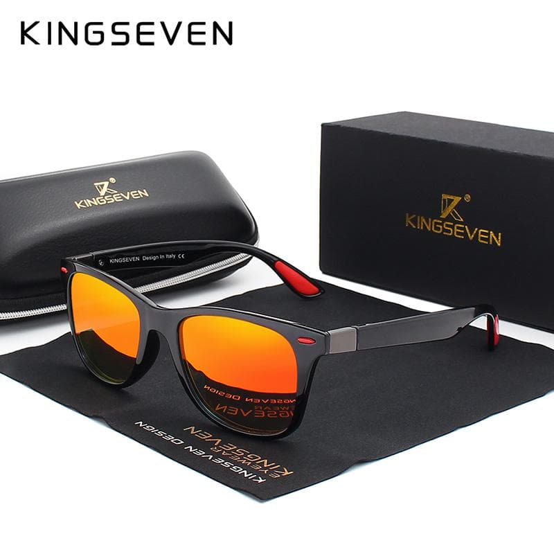 Original KINGSEVEN Classic Polarized Sunglasses Men Women Driving Square Frame Sun Glasses M red