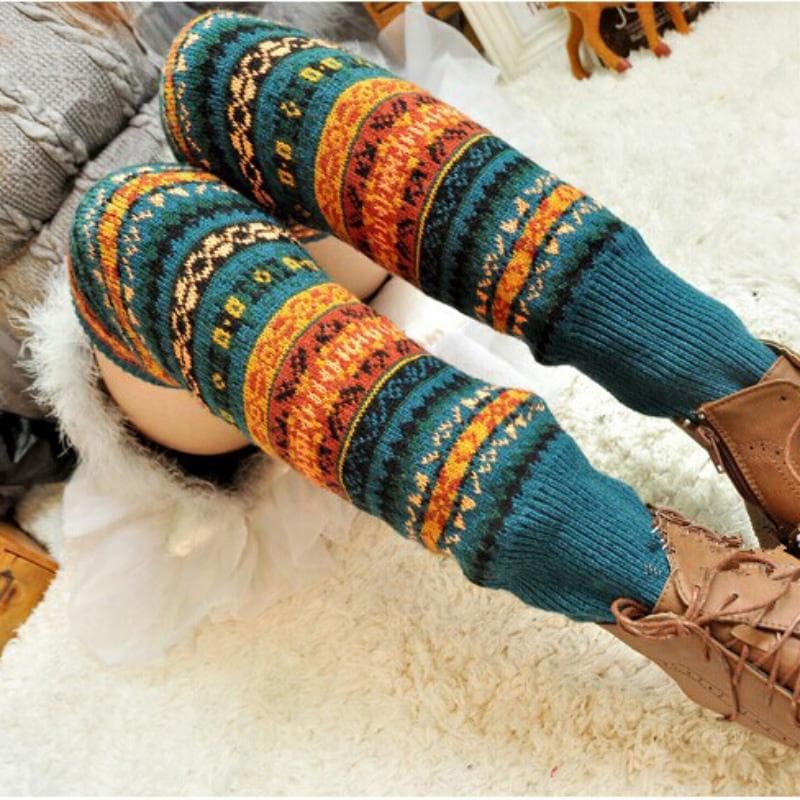Women's Leg Warmer Winter Long Socks Knit Crochet Legging Stocking