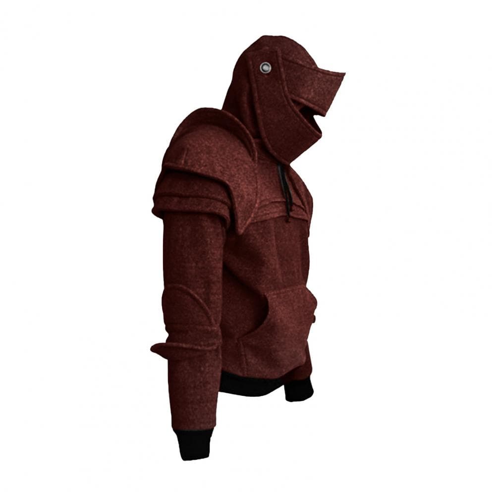 Costume Costume Hoodie for Men with Drawstring Patch Pocket Elastic Cuff Halloween Knight Hoodie with Long Sleeves Men Halloween XXL wine red
