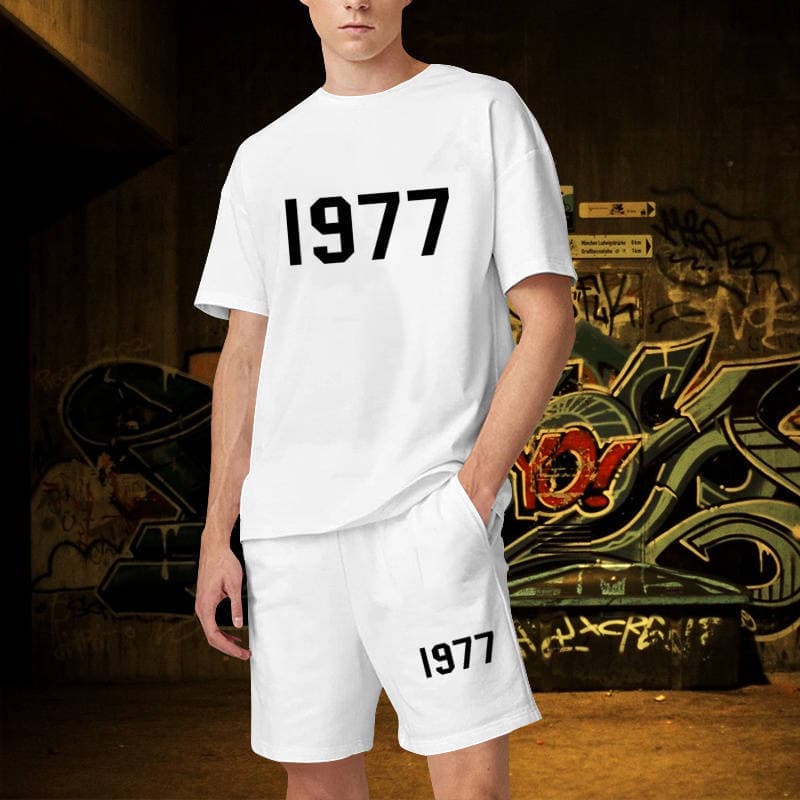 1977 Luxury Men Short Sets Women Designer Clothes Graphic Oversized Harajuku y2k T Shirt Shorts Brand High Quality XXL