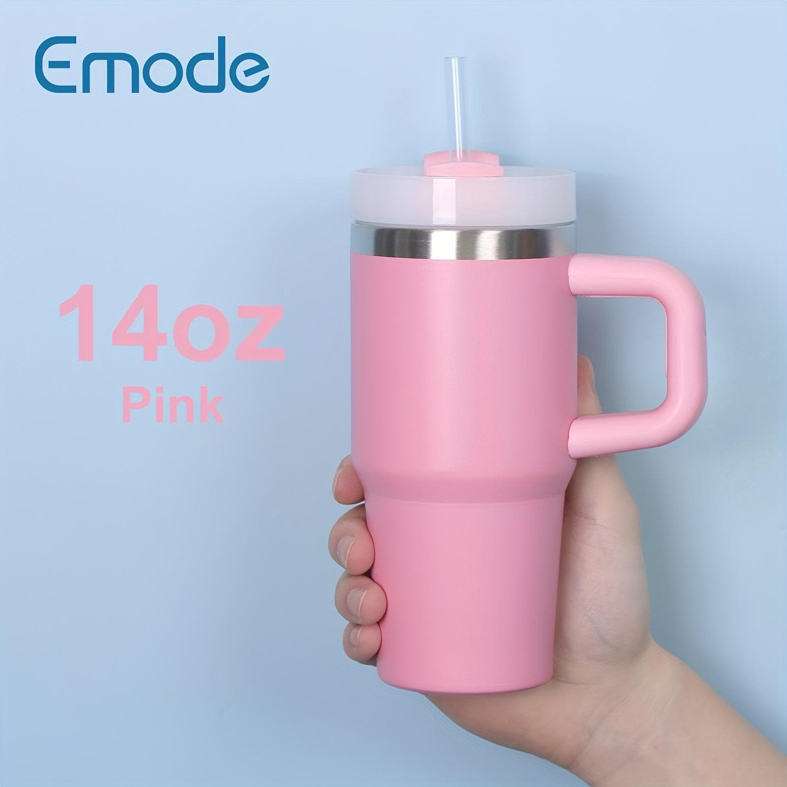 14 oz Stainless Steel Insulated Mug with Lid and Straw - BPA Free, Shatterproof, Great for All Seasons - Ideal Gift for Birthdays, Halloween pink