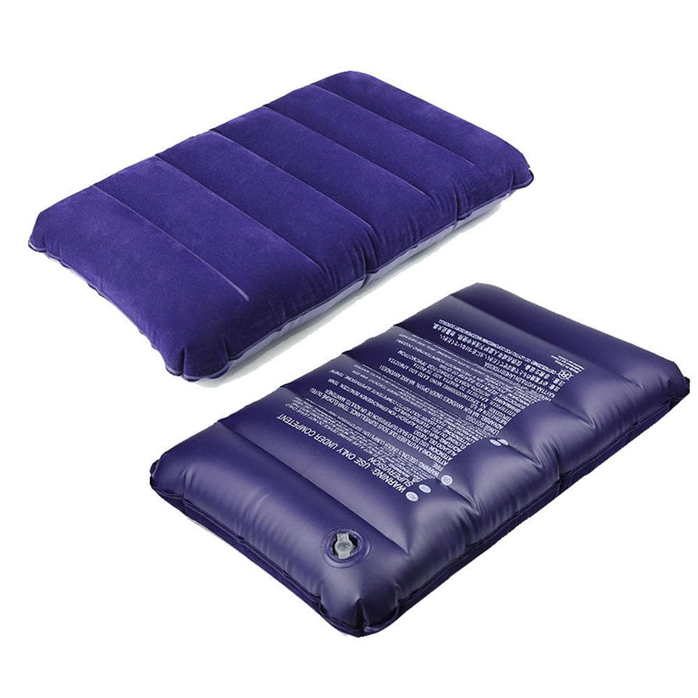 Inflatable Pillow Camping Travel Pillow Squared PVC Flocked Fabric Air Pillow for Camping Hiking purple