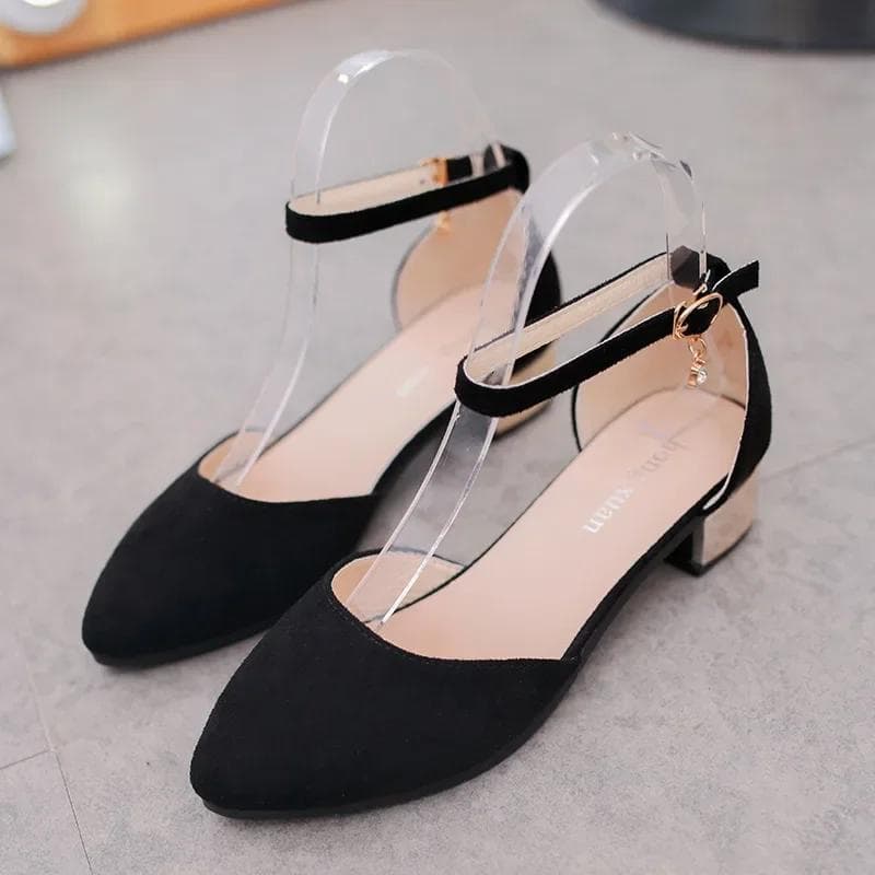 Flat Shoes Pointed Toe Casual Ankle Strap Buckle Comfortable Ballet Plus Size Shoes Women Shallow Flat Leather Shoes 35