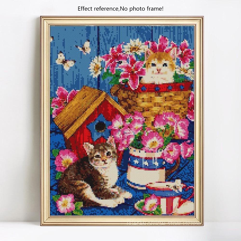 5d Diy Diamond Painting Full Drill Round Cat Diamond Embroidery Animals Pictures 20X30