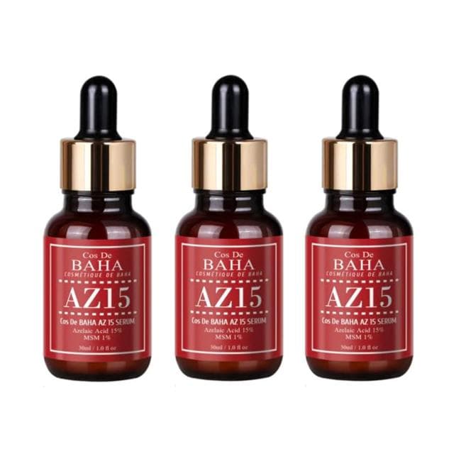 Cos De BAHA Azelaic Acid AZ 10% Serum, AZ 15% Serum 30ml, AZ 20% Cream 50ml (11 Options) #AZ 15 Serum 30ml x 3pcs