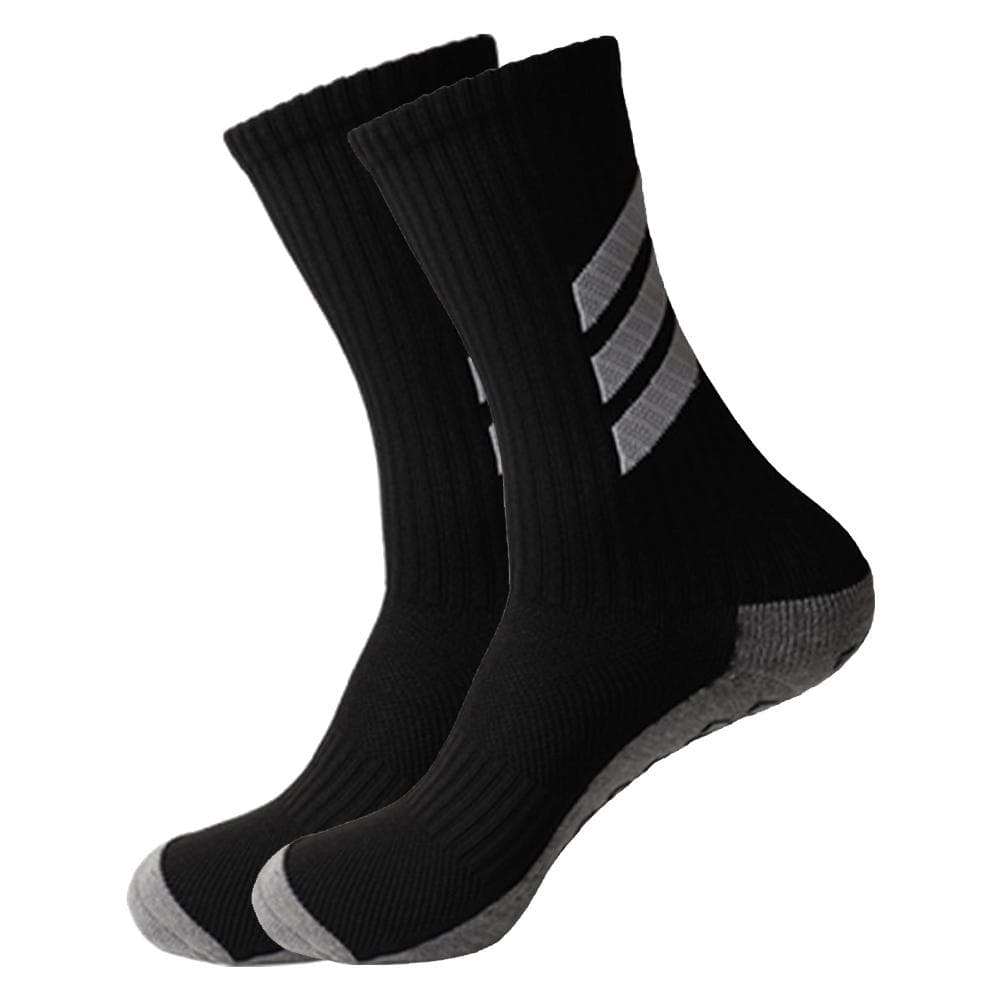 Soccer Socks for Men Women Anti-Slip Sports Socks Thicken Athletic Grips Socks for Football Long black