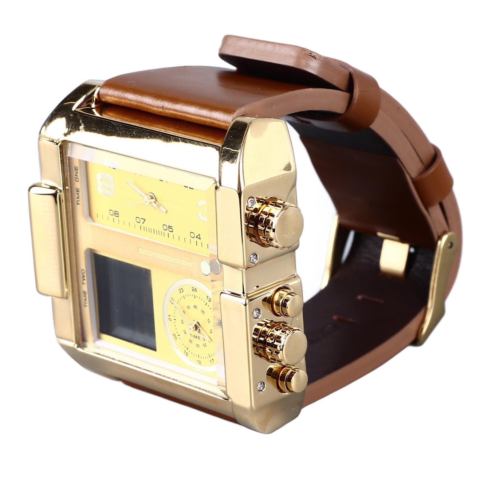 Men Digital Watch Sport Water Proof LED Square Big Face 6 Digit Analogue Quartz Watch Multi