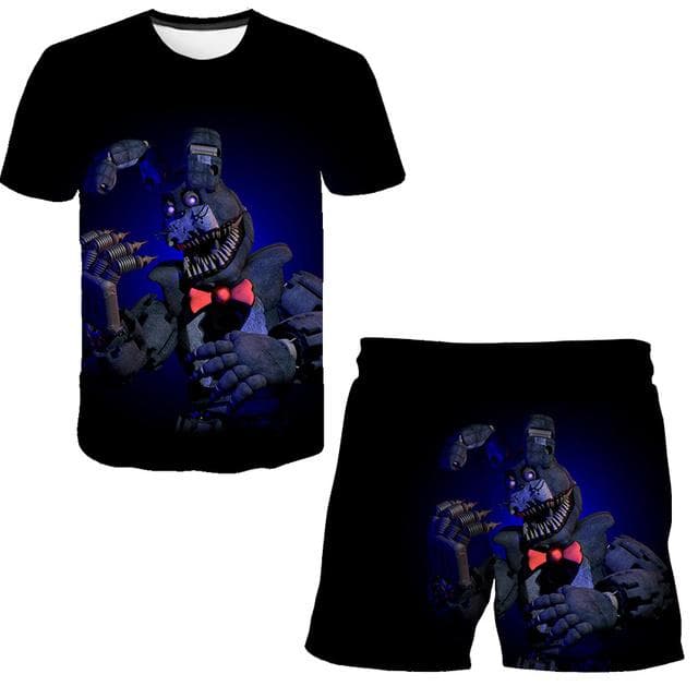 Boys Girls Five Night At Freddy Cartoon Clothes Sets Summer Terroist Game T Shirts Short Pants 2 Piece Suits FNAF Casual Outfits 160