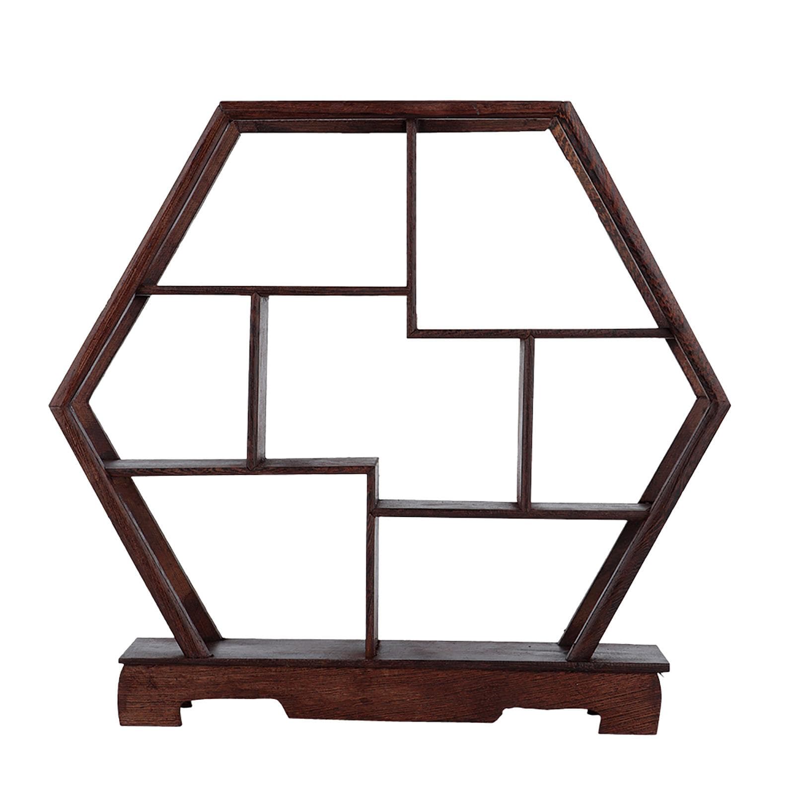 Home Carving Crafts Rack Antique Display Rack Flower Pot Rack Desk Decoration (Hexagonal)