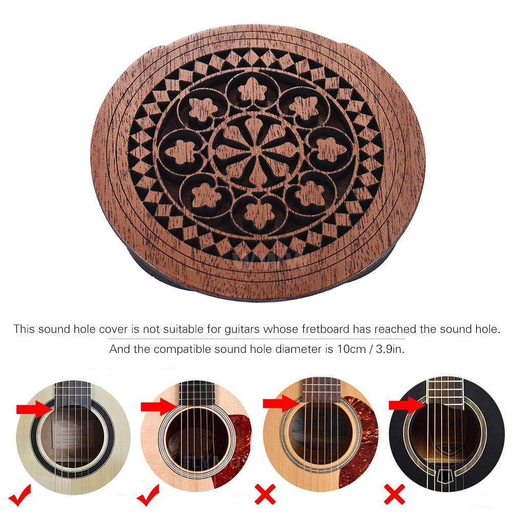 Guitar Wooden Sound Hole Cover Block Feedback Buffer Mahogany Wood Hot 3