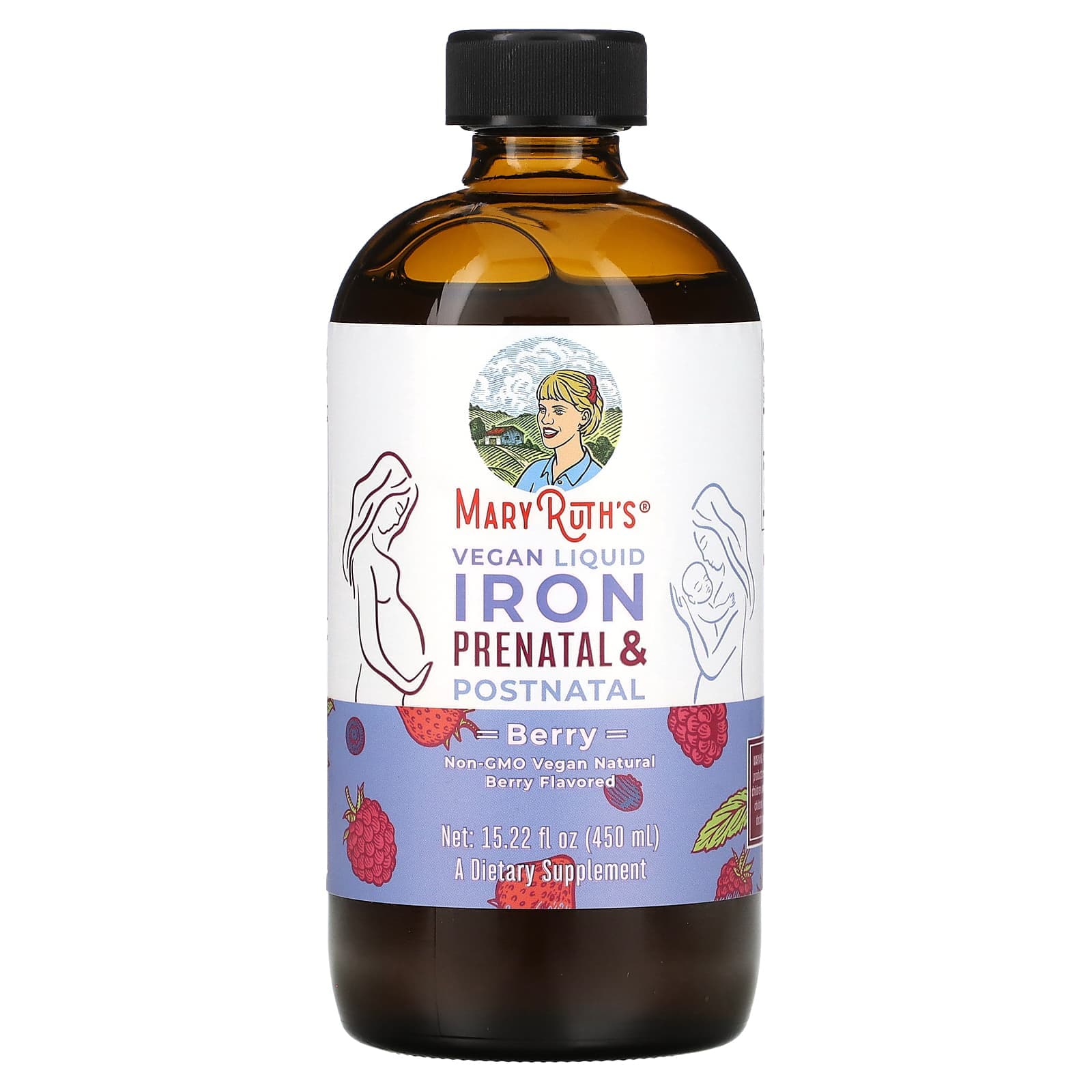 MaryRuth's, Vegan Liquid Iron Prenatal and Postpartum Iron, Berry, 15.22 fl oz (450 ml)